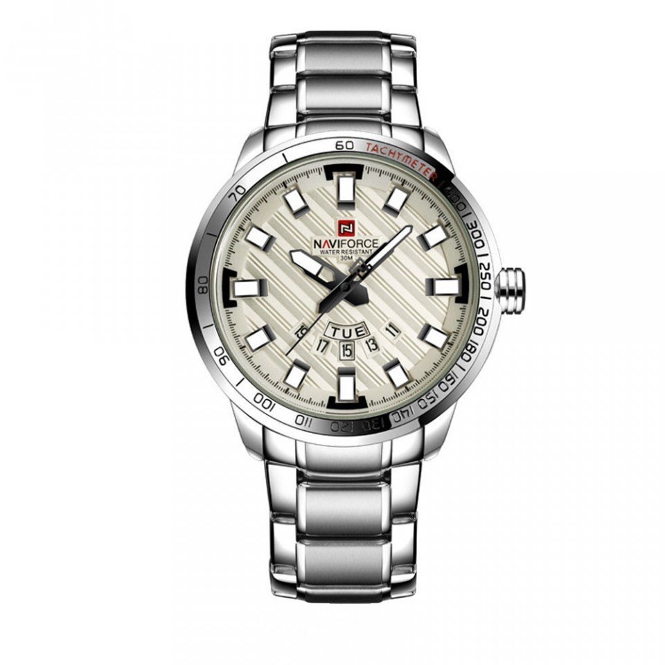 Ceas barbatesc Naviforce, stil casual, argintiu, cutie eleganta cadou