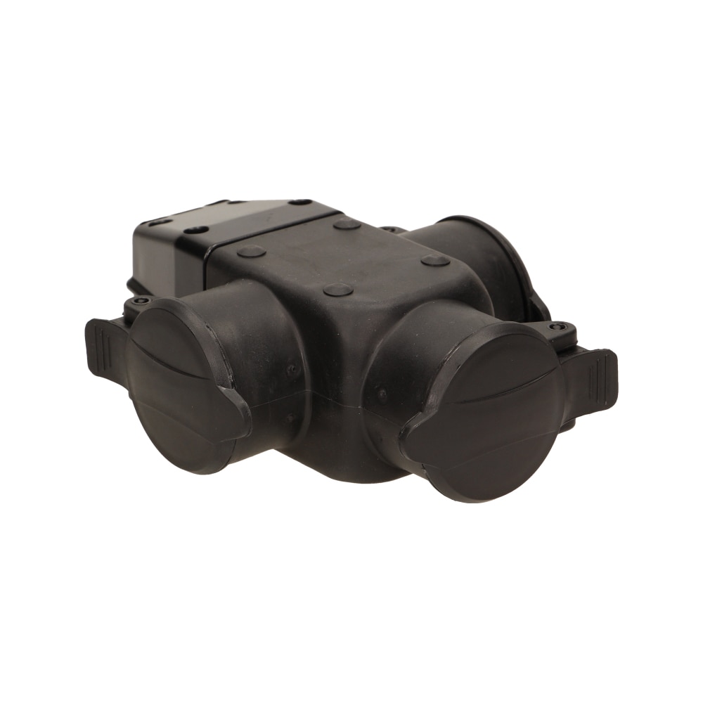 Priza de exterior ORNO OR-AE-1346 (GS), tripla, IP44, 16A, Schuko, capace, negru