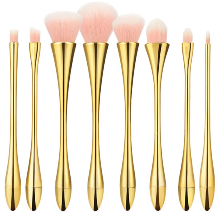 Set 8 pensule Tools4Beauty cu maner metalic, auriu