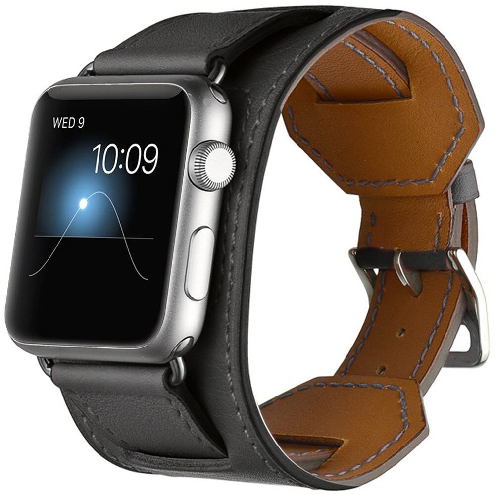 Curea iUni compatibila cu Apple Watch 1/2/3/4/5/6, 40mm, Cuff 4 in 1, Piele, Negru