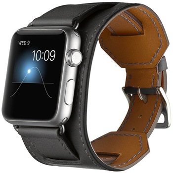 Curea iUni compatibila cu Apple Watch 1/2/3/4/5/6, 40mm, Cuff 4 in 1, Piele, Negru Curea iUni compatibila cu Apple Watch 1/2/3/4/5/6, 40mm, Cuff 4 in 1, Piele, Negru