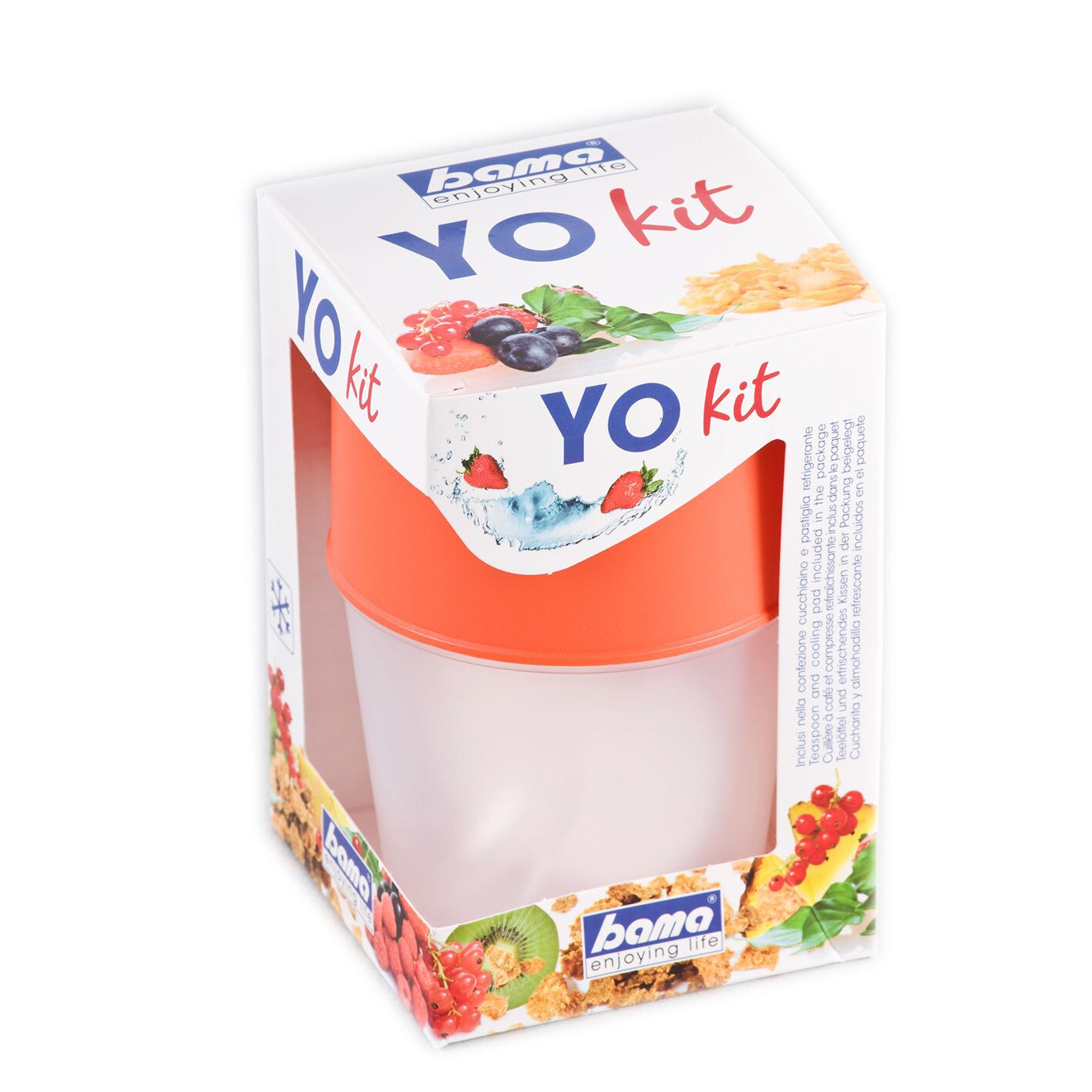 Set pentru iaurt la pachet Bama Yo Kit, 0.5 l, cu rezerva de racire, portocaliu