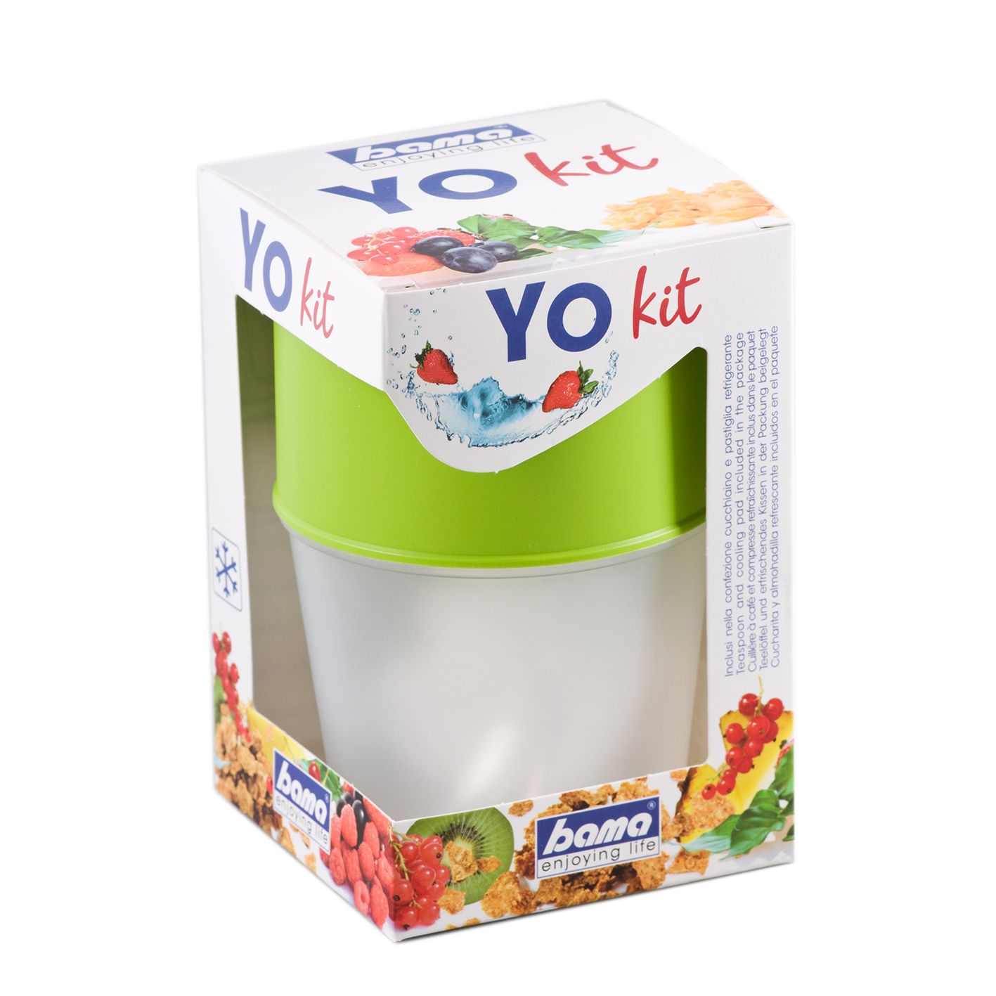 Set pentru iaurt la pachet Bama Yo Kit, 0.5 l, cu rezerva de racire, verde