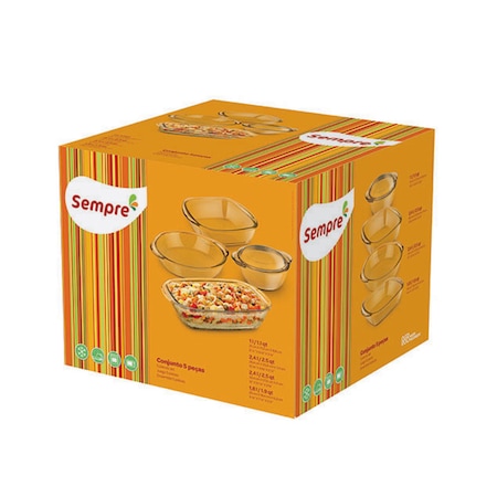 Set 5 vase termorezistente Sempre, 1 L, 2.4 L, 2.4 L, 1.8 L