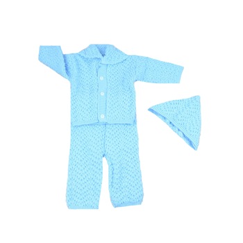 Costum de botez 3 piese baieti Floryon CBF-04, Albastru, 3-6 luni Costum de botez 3 piese baieti Floryon CBF-04, Albastru, 3-6 luni
