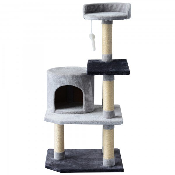 Ansamblu de joaca pentru pisici, PawHut, Gri, 48x48x100 cm