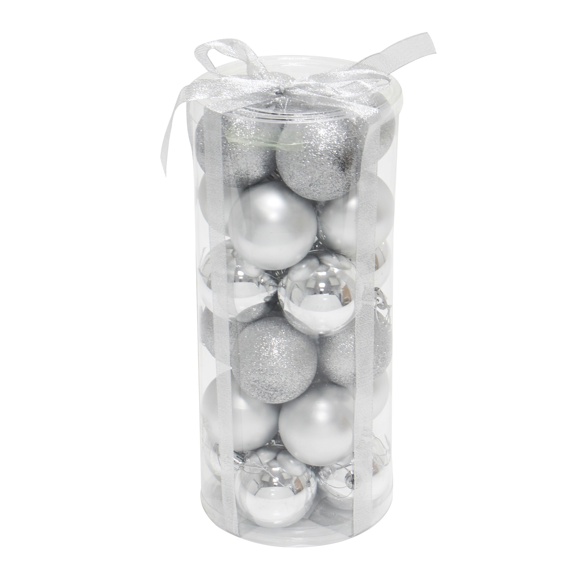 Set 24 globuri iMKⓇ, Argintii, D 6 cm, Plastic, AN