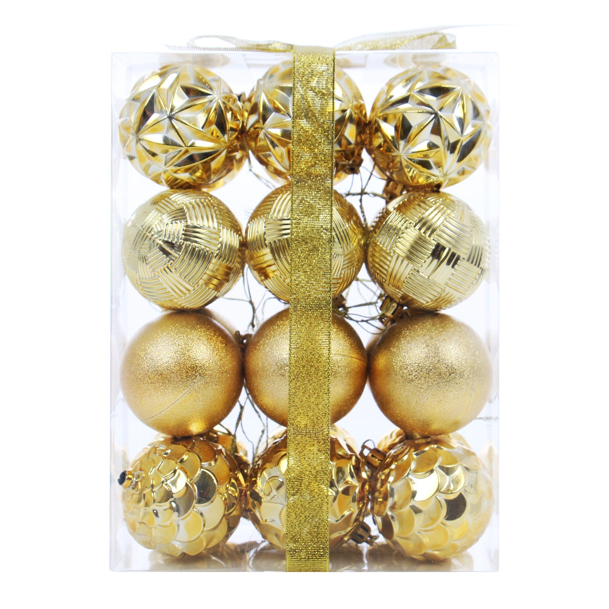 Globuri Craciun, aurii, diametru 6 cm, set 24 bucati, Cali