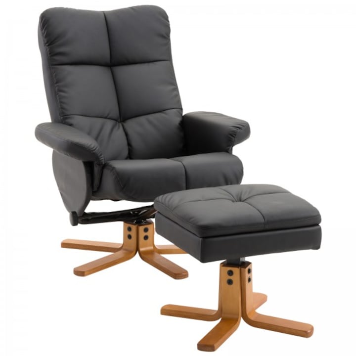 Homcom fotel lábtartóval, fekete, 80 × 99 × 86 cm