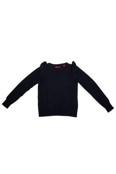 Pulover de dama cu volane la umeri s.Oliver, Albastru marin Pulover de dama cu volane la umeri s.Oliver, Albastru marin