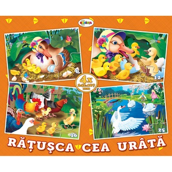Puzzle - Ratusca cea urata - 4 imagini, 59 piese Puzzle - Ratusca cea urata - 4 imagini, 59 piese