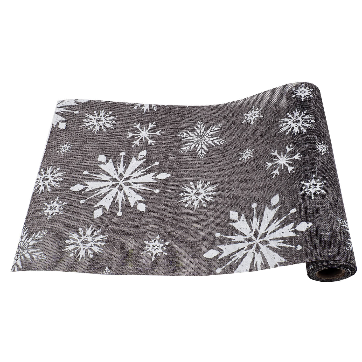 Runner de masa festiv Holly, argintiu cu stelute, 28 cm x 2.75 m