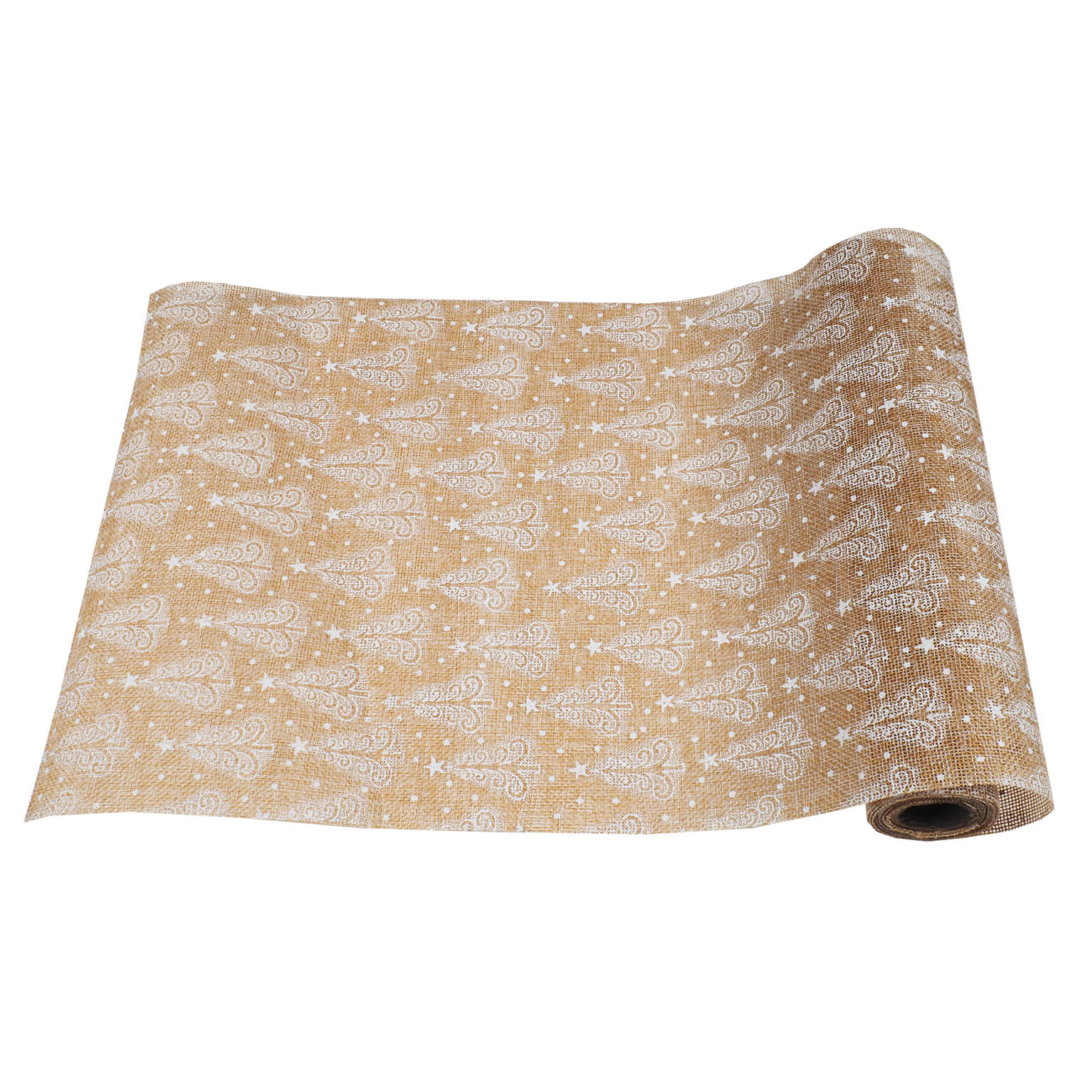 Runner de masa festiv Holly, auriu cu braduti, 28 cm x 2.75 m