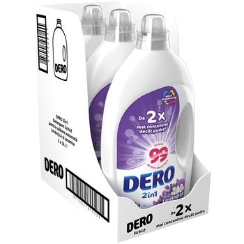 Pachet Promo Detergent automat lichid Dero 2 in 1 Lavanda 3 x 3L, 180 spalari Pachet Promo Detergent automat lichid Dero 2 in 1 Lavanda 3 x 3L, 180 spalari