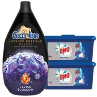 pachet promo detergent omo trio caps active clean 60 spalari amp balsam coccolino intense lavish blossom 58 spalari imagen 44_0_
0