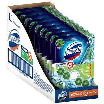 Pachet Promotional Odorizant Toaleta Domestos Power 5 Pine 55g x 9 buc Pachet Promotional Odorizant Toaleta Domestos Power 5 Pine 55g x 9 buc