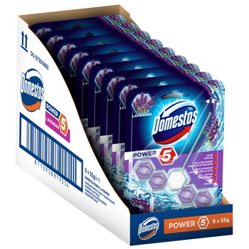 Pachet Promotional Odorizant Toaleta Domestos Power 5 Lavander 55g x 9 buc Pachet Promotional Odorizant Toaleta Domestos Power 5 Lavander 55g x 9 buc