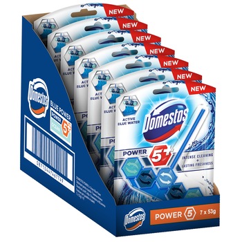 Pachet Promotional Odorizant Toaleta Domestos Power 5+ Blue Water Ocean 53G x 7 buc Pachet Promotional Odorizant Toaleta Domestos Power 5+ Blue Water Ocean 53G x 7 buc
