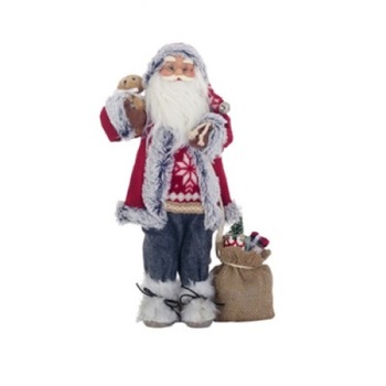 Mos Craciun cu sacul de jucarii, rosu, 46 cm Mos Craciun cu sacul de jucarii, rosu, 46 cm
