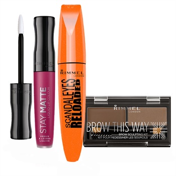 Set Rimmel London: Mascara ScandalEyes Reloaded 001 Black 12 ml, Kit pentru sprancene Brow This Way 002 Medium Brown 2.4 g, Ruj lichid mat Stay Matte 210 Rose & Shine 5.5 ml Set Rimmel London: Mascara ScandalEyes Reloaded 001 Black 12 ml, Kit pentru sprancene Brow This Way 002 Medium Brown 2.4 g, Ruj lichid mat Stay Matte 210 Rose & Shine 5.5 ml
