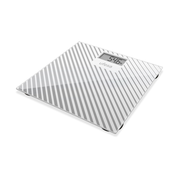 Кантар за баня Ufesa, BE0907, 150 кг, Точност 0.1 кг, 4 сензора за тегло, Сив