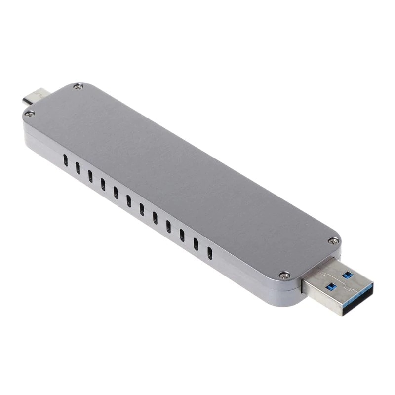 Will Dignified Emulate Rack extern SSD M.2 NGFF M-Key (NVMe, PCIe) la USB 3.0 + USB-C 3.1 Type-C,  adaptor cu carcasa metalica gen stick USB, negru - eMAG.ro
