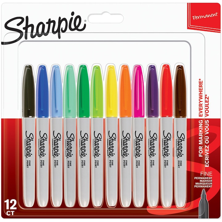 Set 12 markere Sharpie F diverse culori
