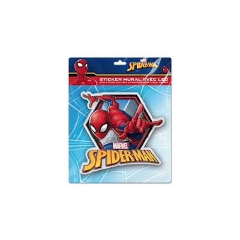 Sticker de perete cu led Spiderman SunCity, 20 x 20 cm, rosu