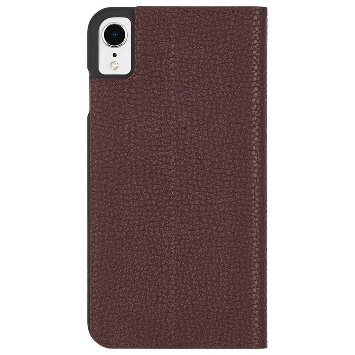 CaseMate Barely There Folio Case - кожен калъф, тип портфейл за iPhone XR (кафяв)