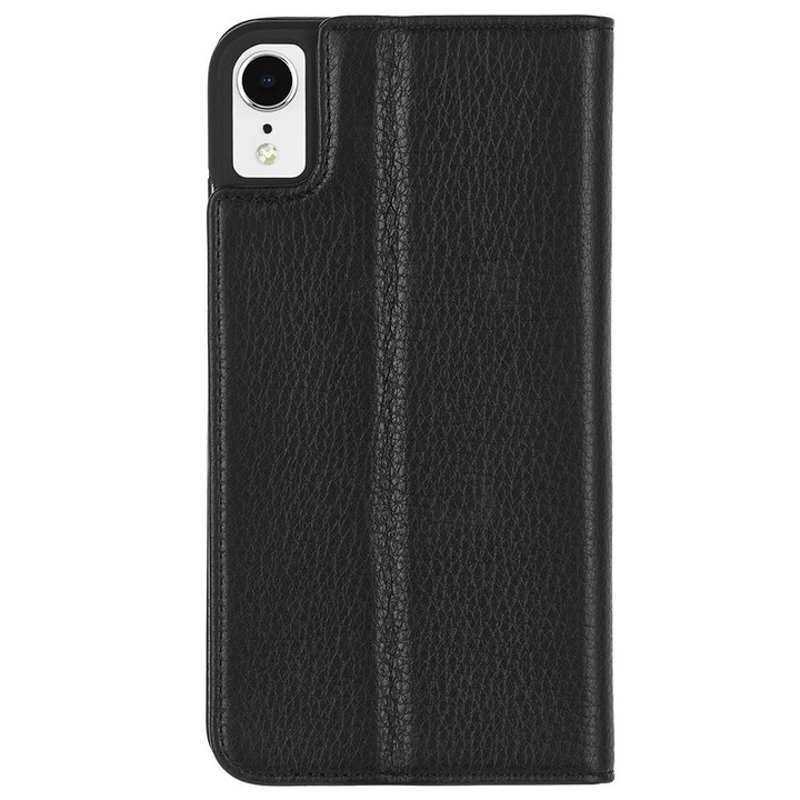CaseMate Barely There Folio Case - кожен калъф, тип портфейл за iPhone XR (черен)
