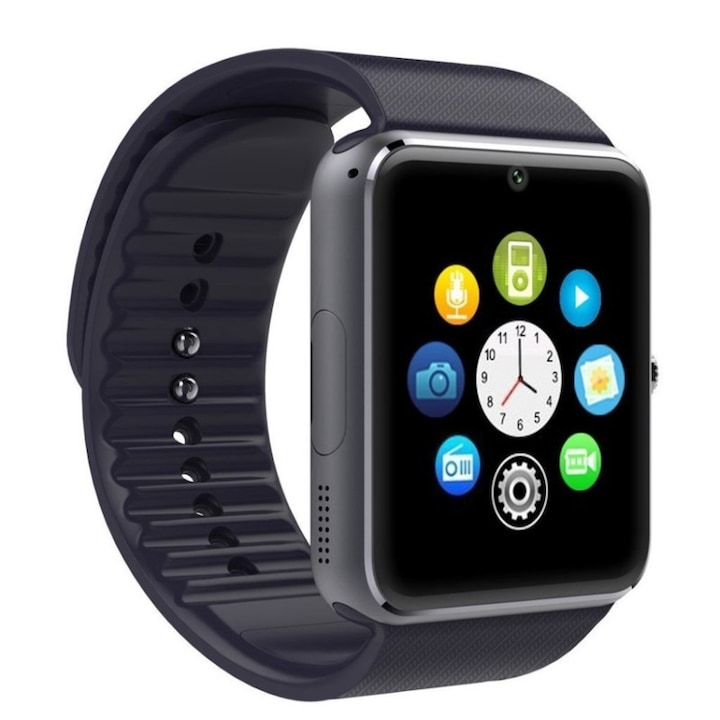 Смарт часовник, GT08 Smart Watch, СИМ Карта, iOS/ Android, Bluetooth-Свързаност, Снимки, Обаждания, Черен