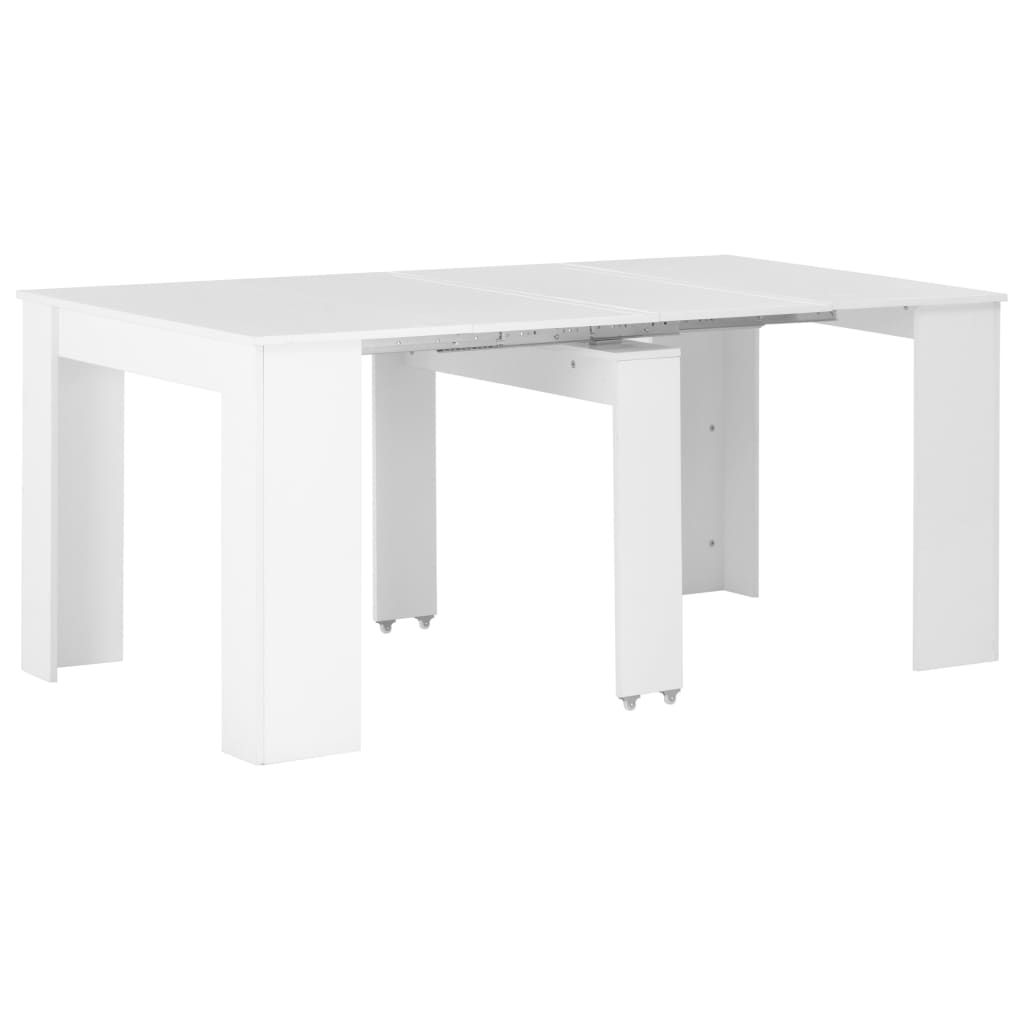 Masa extensibila de bucatarie, vidaXL, PAL extralucios, 175x90x75 cm, Alb