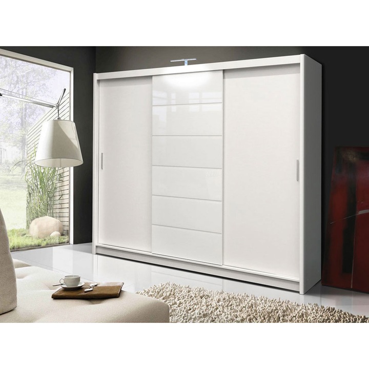 MIRJAN 24 California szekrény, üveg, 250x215x61 cm, fehér