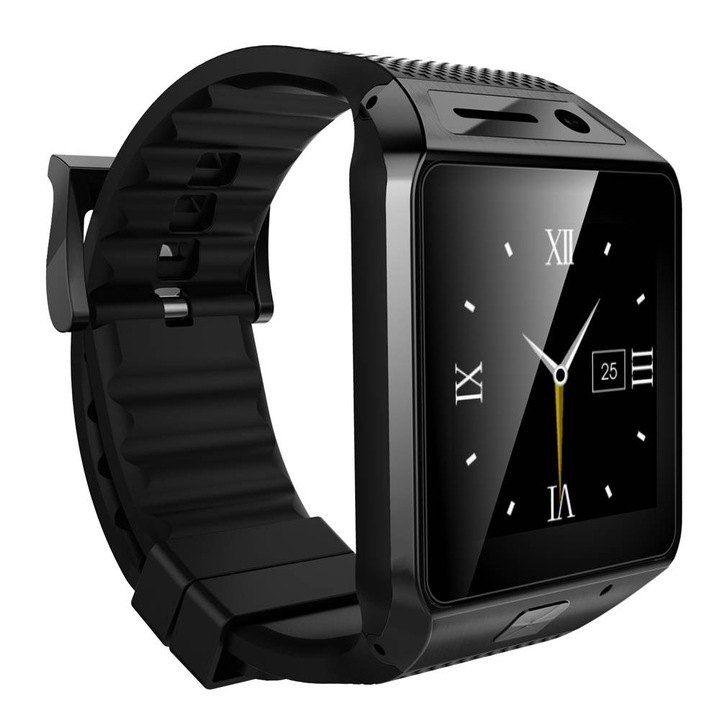 Smart Watch DZ09, SIM-kártya, Smart Watch, iOS/Android, Bluetooth-kapcsolat, Beszélgetések, Fekete