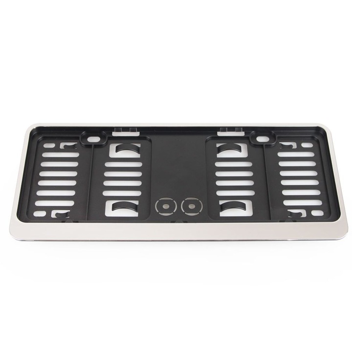 Поставка AMIO, За регистрационен номер, Хромирана рамка, Размер 31,7 x 14,1 см, Черен