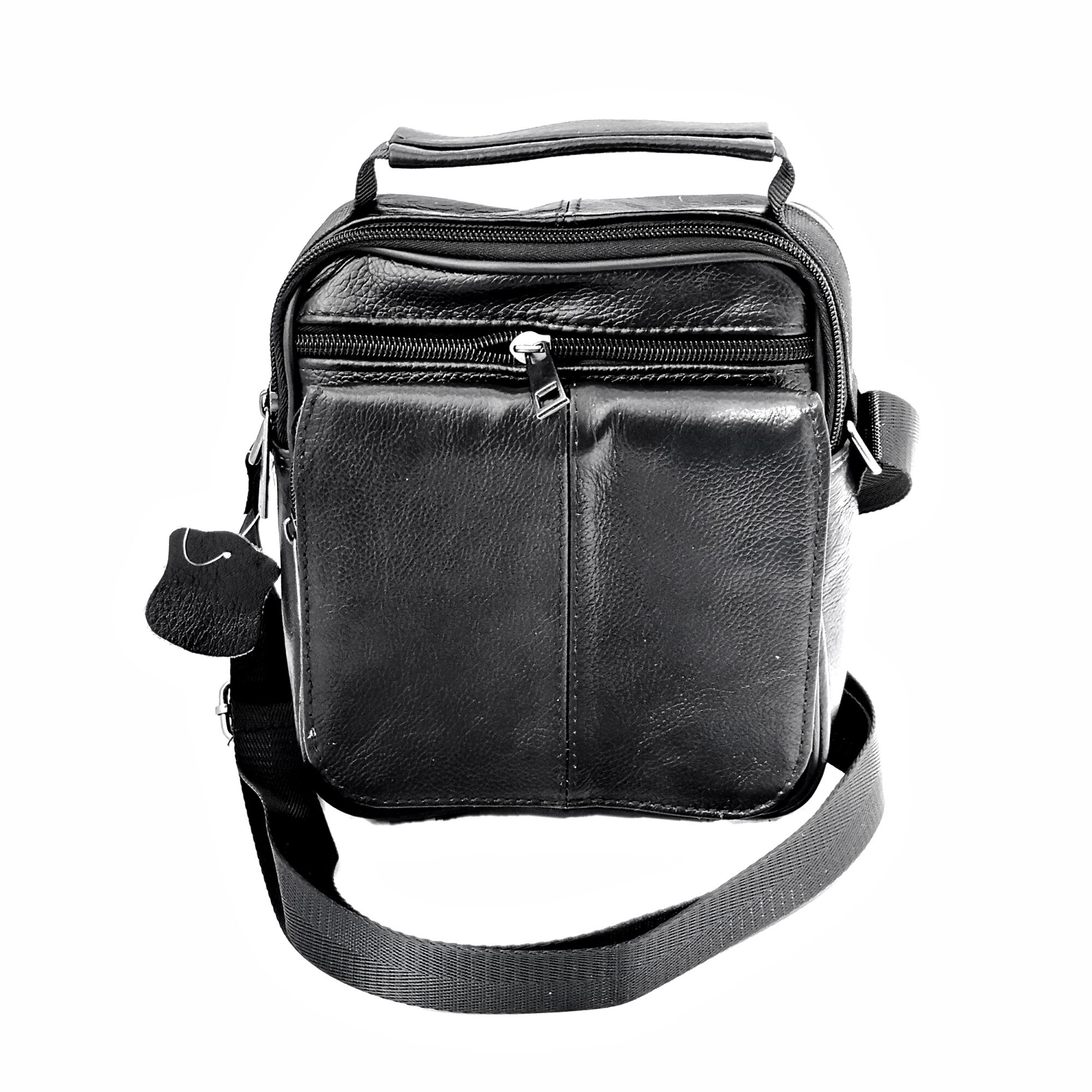 Borseta din piele naturala, neagra, de umar si mana, 20/17