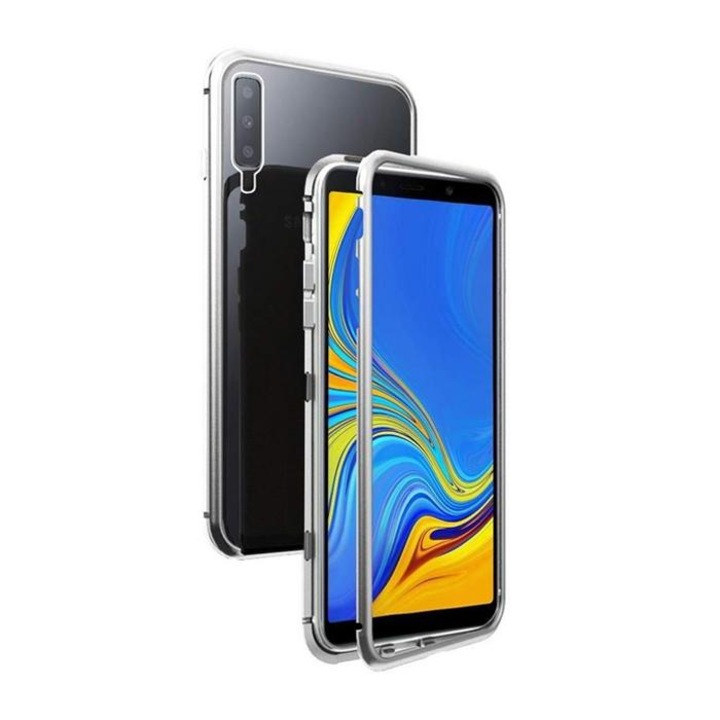 Твърд калъф гръб кейс MBX магнитен алуминиев 360 градуса - Samsung A707F Galaxy A70/ A70s, Сребрист