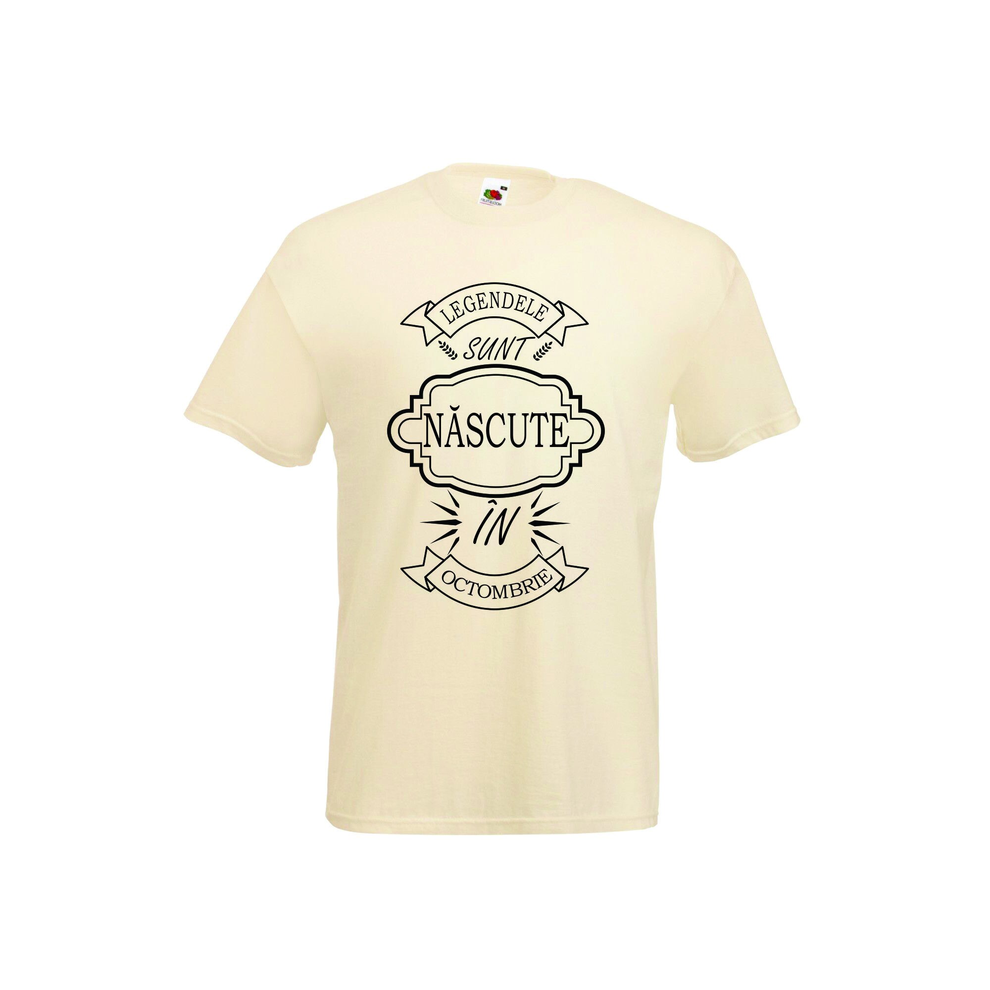 Tricou octombrie, Alcor Print, Bumbac, Alb,Marimea S