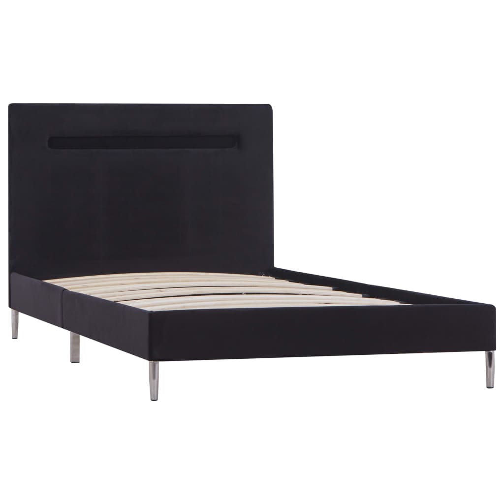 Cadru de pat cu LED-uri, negru, 90x200 cm, material textil 280961