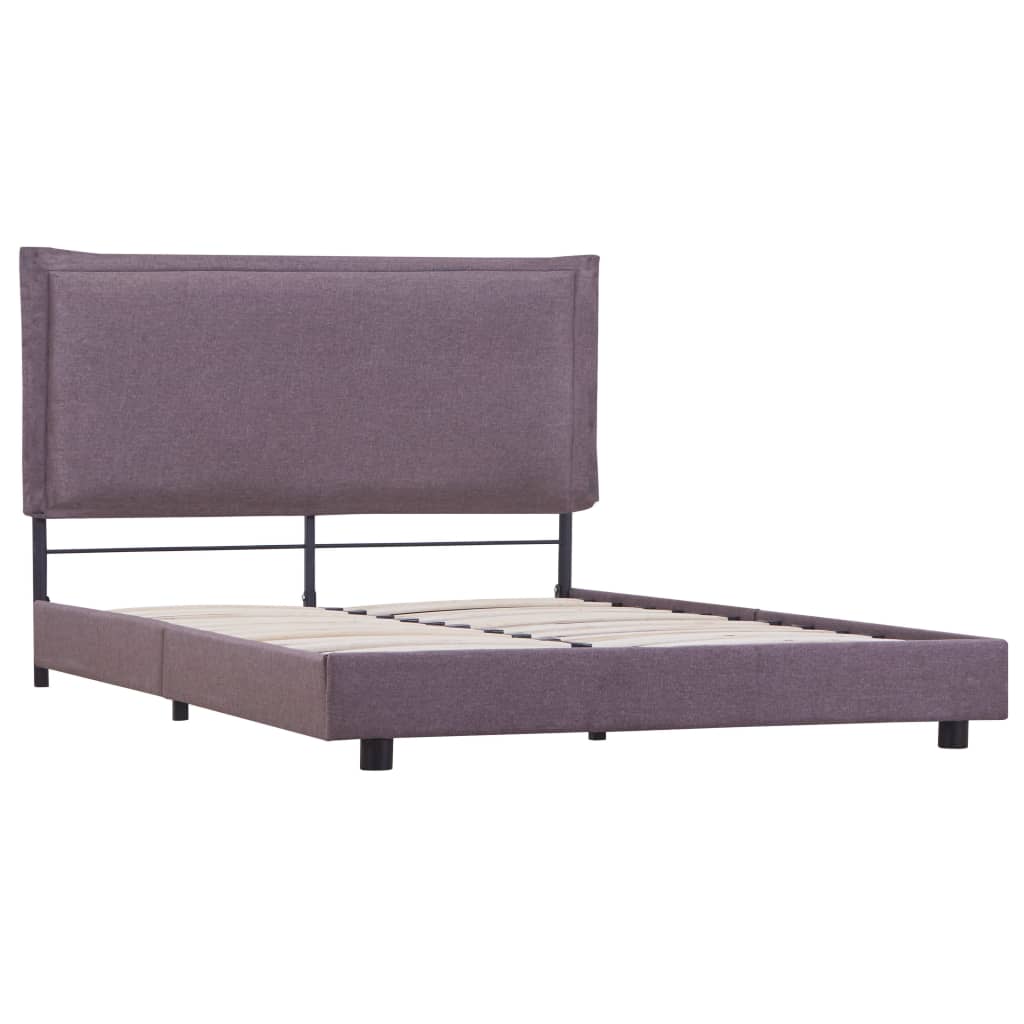 Cadru pat tapitat, dublu, vidaXL, Textil/Lemn, 140 x 200 cm, Maro