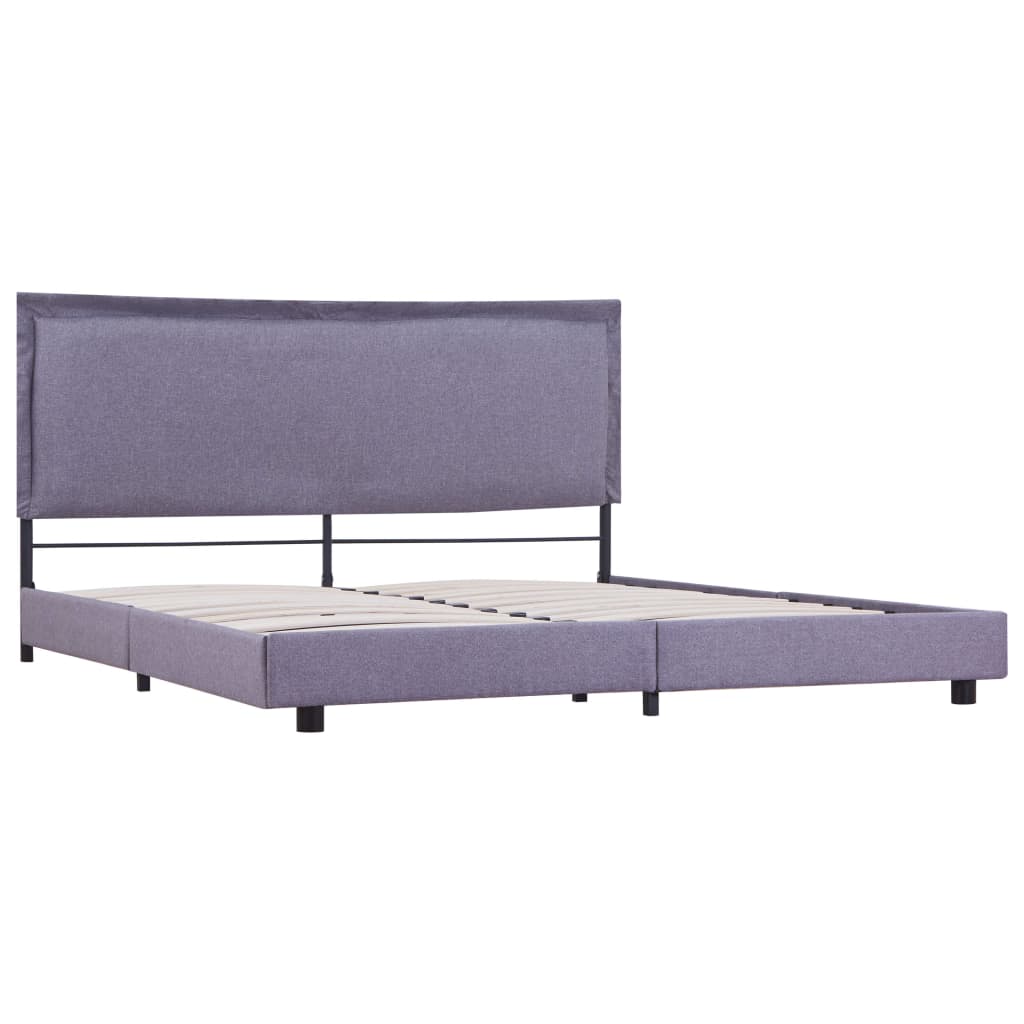 Cadru pat tapitat, dublu, vidaXL, Textil/Lemn, 180 x 200 cm, Gri deschis