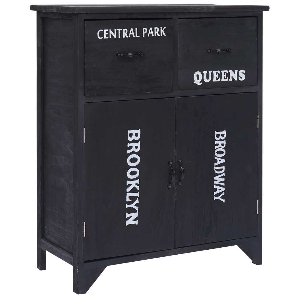 Comoda, vidaXL, 60 x 30 x 75 cm, Negru, Lemn de paulownia