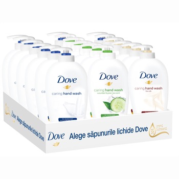 Set Dove 18 x Sapun Lichid Pompita: 8 x Dove Sapun Lichid Original 250 ml, 5 x Dove Sapun Lichid Fresh Touch 250ml, 5 x Dove Sapun Lichid Fine Silk 250ml Set Dove 18 x Sapun Lichid Pompita: 8 x Dove Sapun Lichid Original 250 ml, 5 x Dove Sapun Lichid Fresh Touch 250ml, 5 x Dove Sapun Lichid Fine Silk 250ml