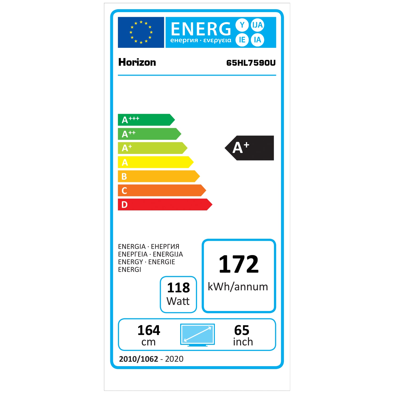 Televizor LED Smart HORIZON, 164 cm, 65HL7590U, 4K Ultra HD, Clasa A+