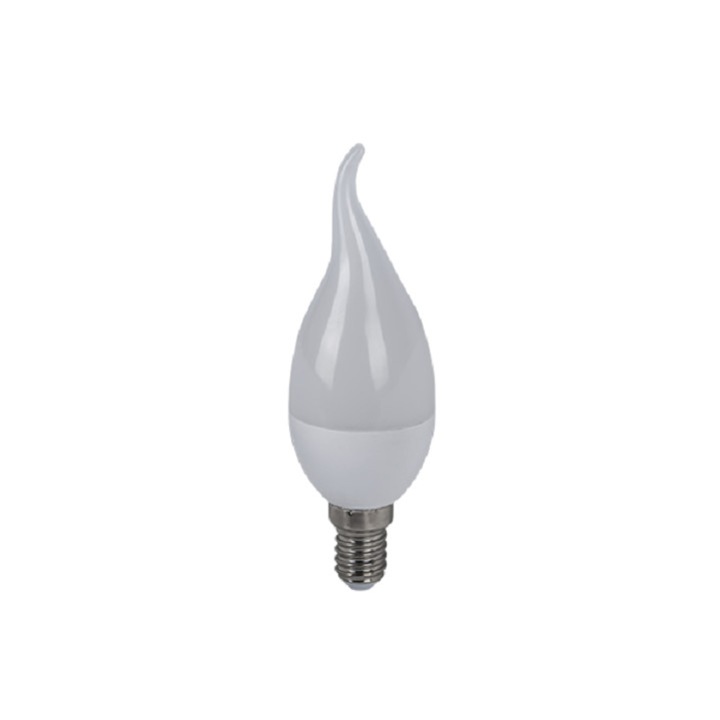 Led lámpa candle C37 flace 6W E14 230V 6400K hideg fehér (Szett:5DB)