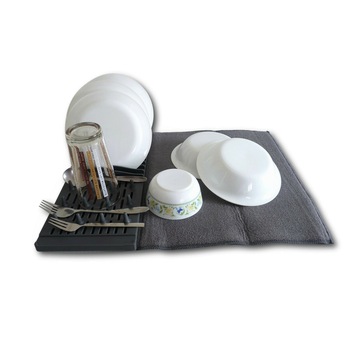 Suport de uscat vesela si prosop microfibra, 2 in 1, Alpina, 2053957 Suport de uscat vesela si prosop microfibra, 2 in 1, Alpina, 2053957