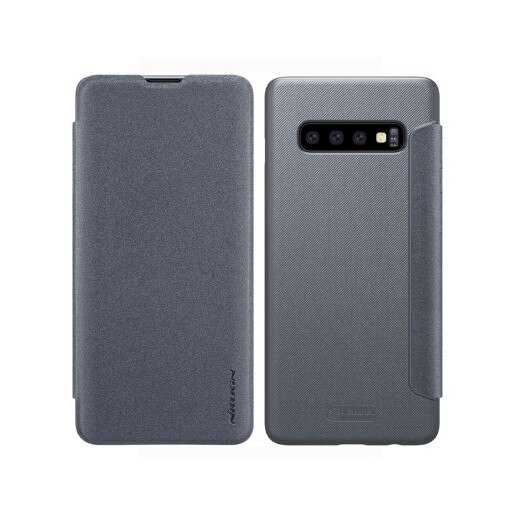 Husa Samsung S10, gri, piele calitativa, originala Nillkin model Frosted