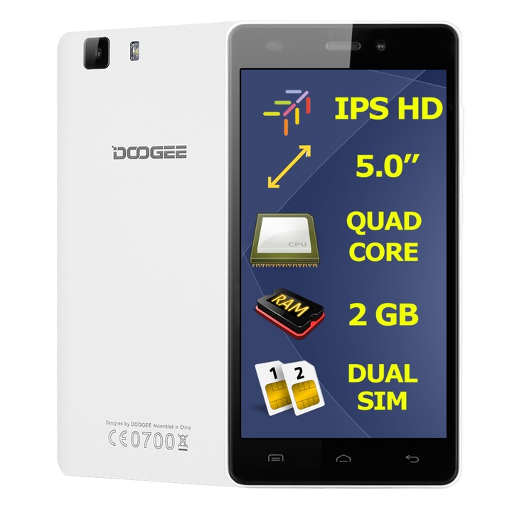 Telefon mobil Doogee X5 Pro, Dual SIM, 4G, 2GB RAM, 16GB, 8MP, Android 5.1, ALB