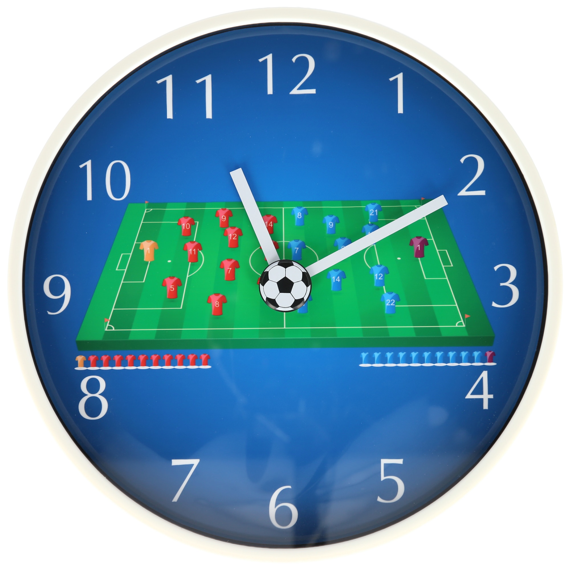Ceas decorativ de perete, model fotbal, 30 x 30 x 3.5 cm, GRUNBERG,KLJ2029 Albastru