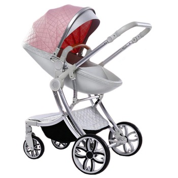 Carucior 2 in 1 Egg Shape, reversible, cu suspensii, F1 roz - Krista® Carucior 2 in 1 Egg Shape, reversible, cu suspensii, F1 roz - Krista®